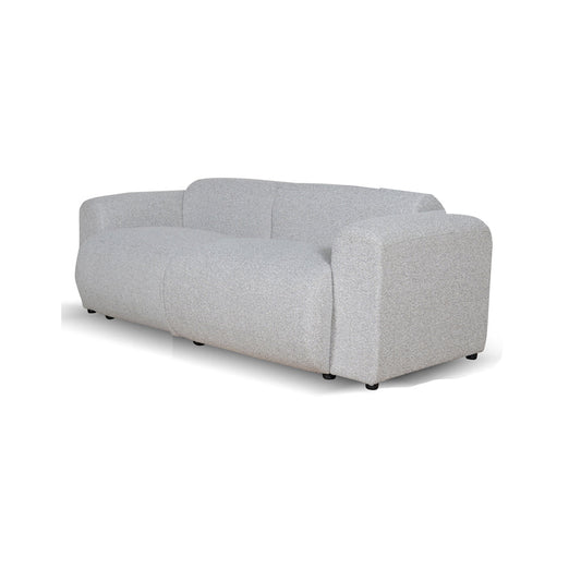 3 Seater Fabric Sofa - Silver Grey Boucle