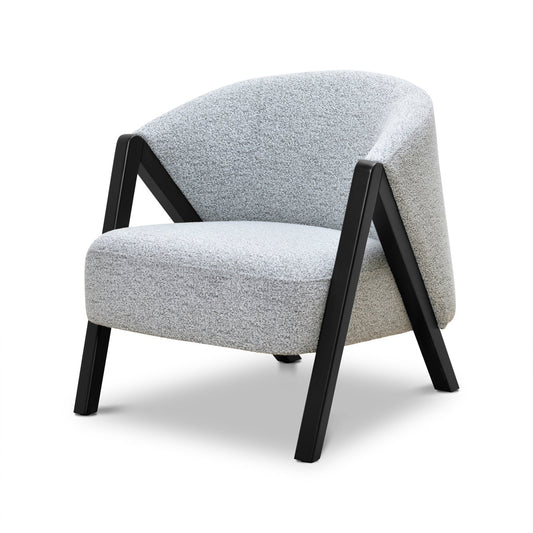 Fabric Armchair - Light Grey Fleck - Black Oak