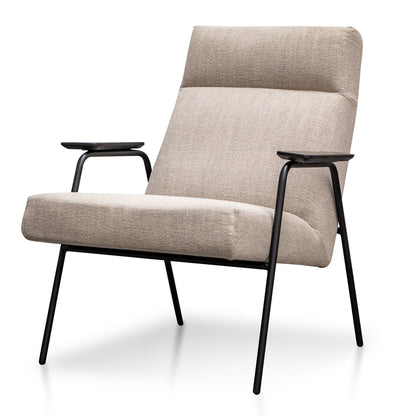 Fabric Armchair in Sand Grey - Black