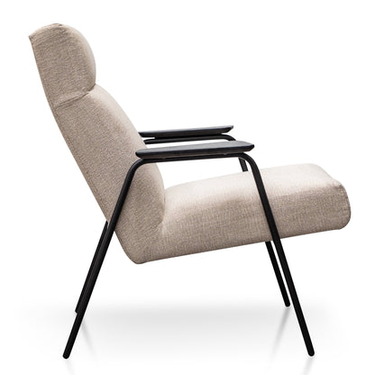 Fabric Armchair in Sand Grey - Black