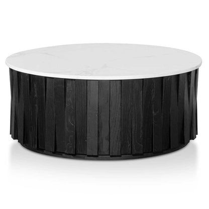 Porcelain Round marble Coffee Table - Black