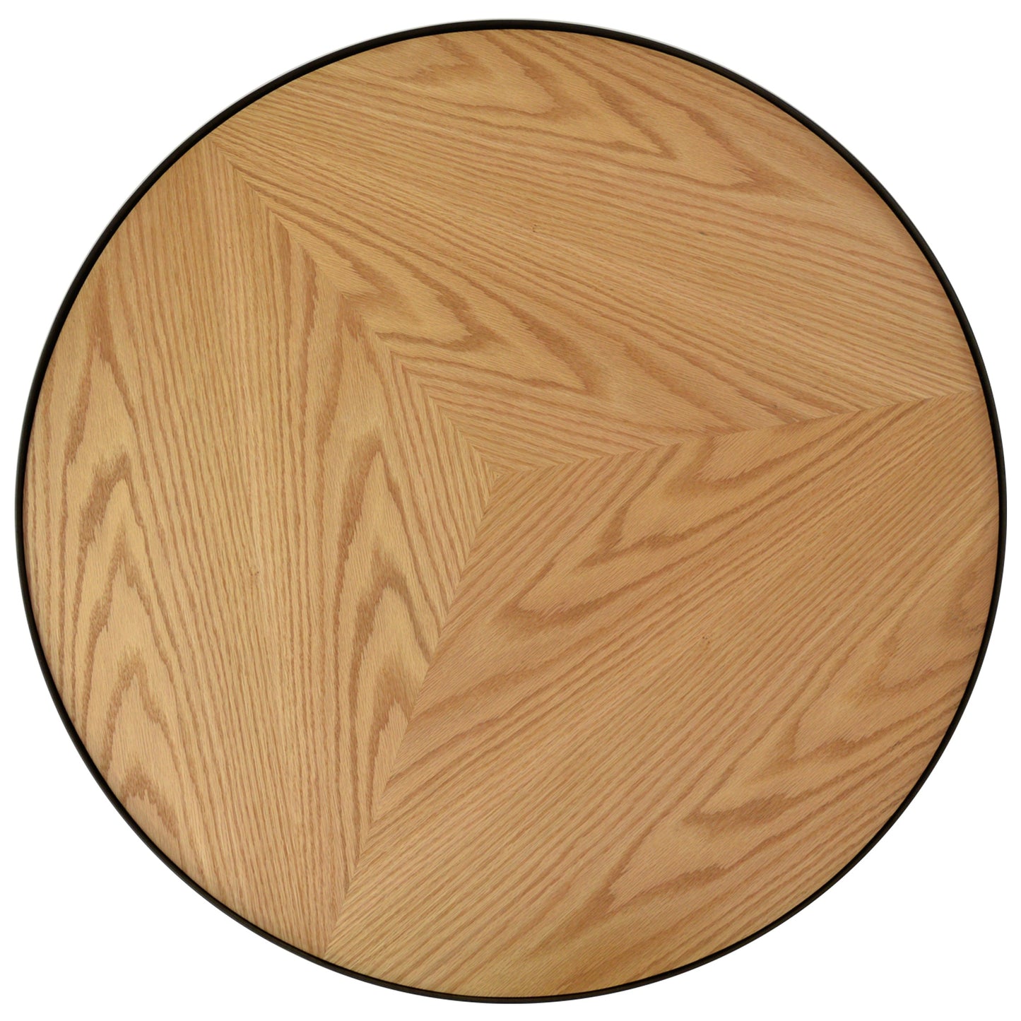 90x45cm Round Coffee Table - Natural Top - Black Frame