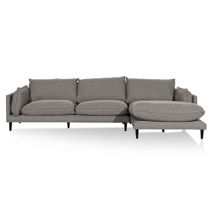 4 Seater Right Chaise Fabric Sofa - Graphite Grey