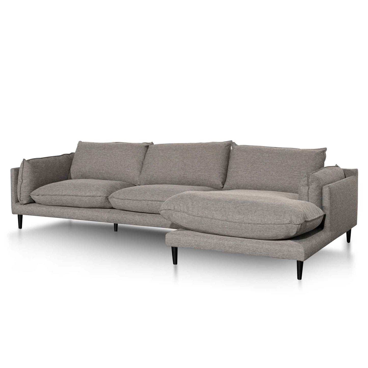 4 Seater Right Chaise Fabric Sofa - Graphite Grey