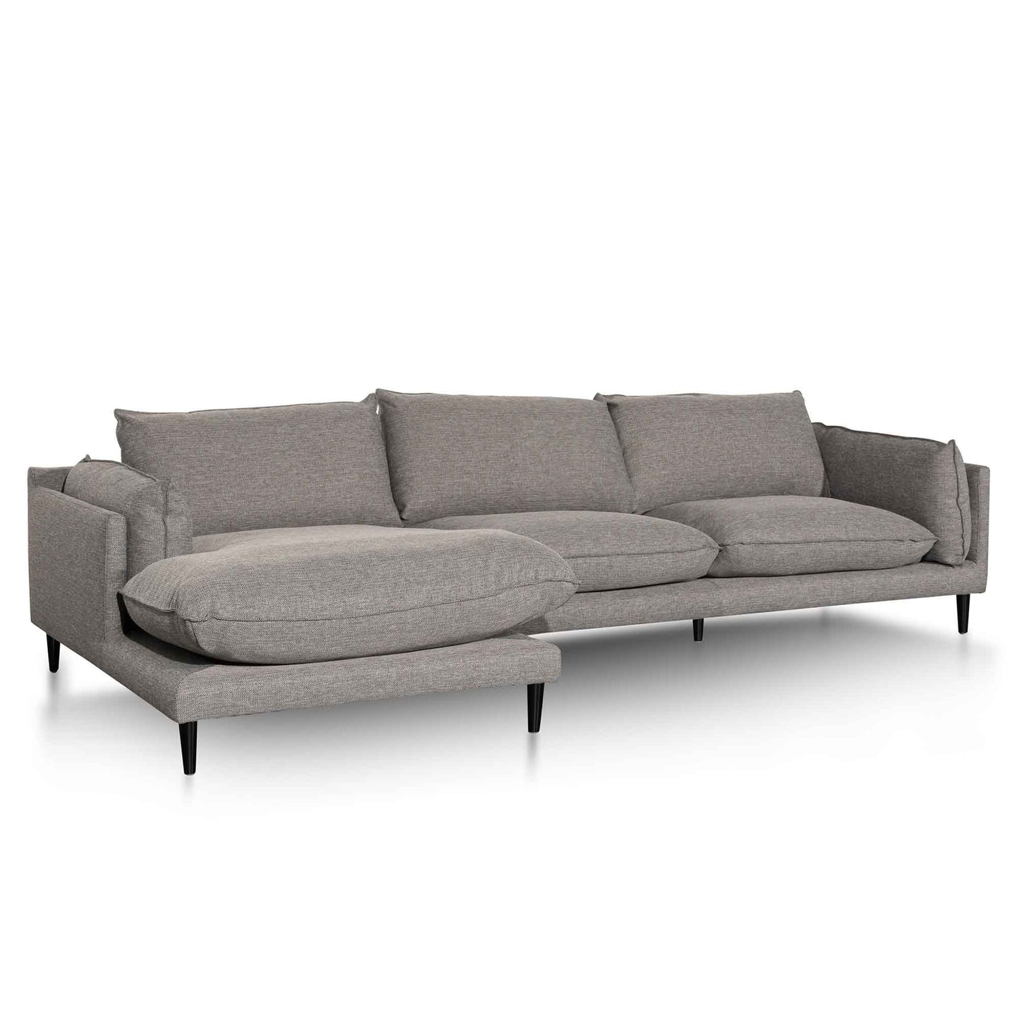 4 Seater Left Chaise Fabric Sofa - Graphite Grey