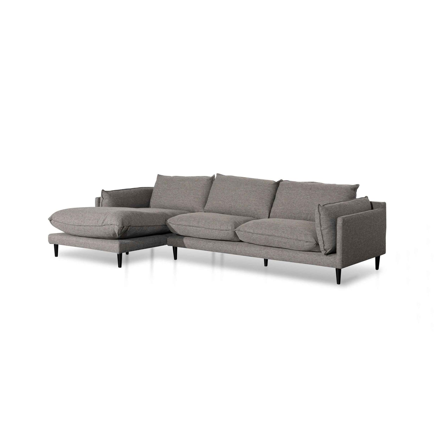 4 Seater Left Chaise Fabric Sofa - Graphite Grey