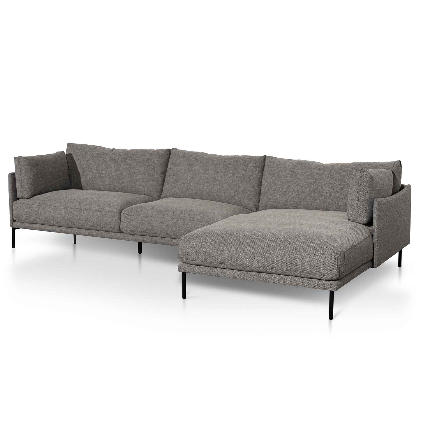 4 Seater Right Chaise Fabric Sofa - Graphite Grey