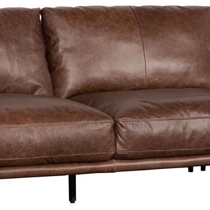 4 Seater Right Chaise Leather Sofa - Dark Brown