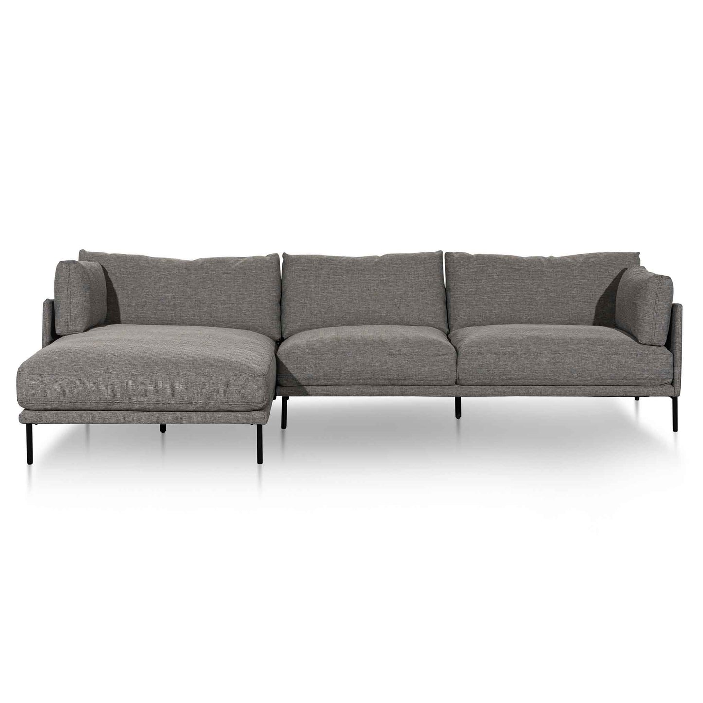 4 Seater Left Chaise Fabric Sofa - Graphite Grey