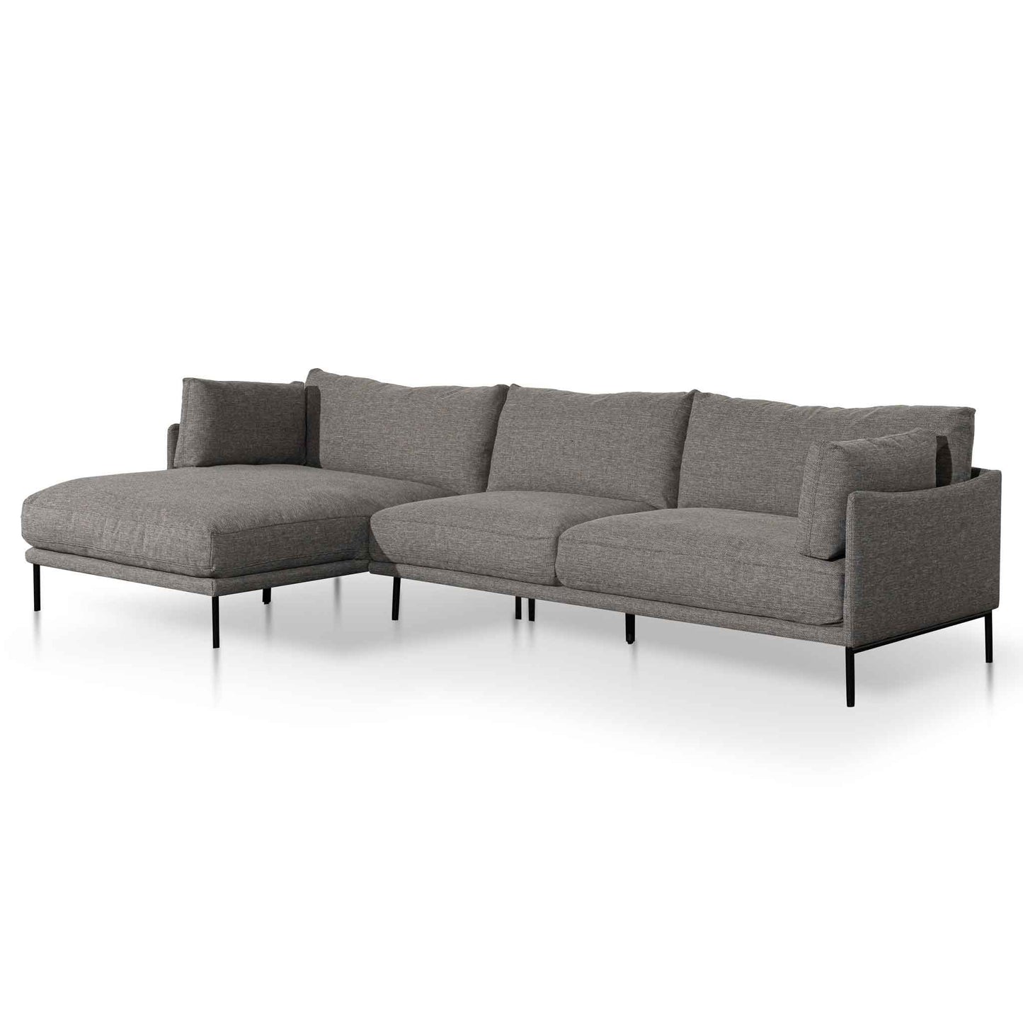 4 Seater Left Chaise Fabric Sofa - Graphite Grey