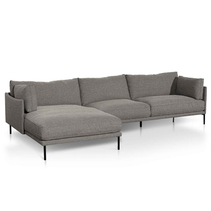 4 Seater Left Chaise Fabric Sofa - Graphite Grey