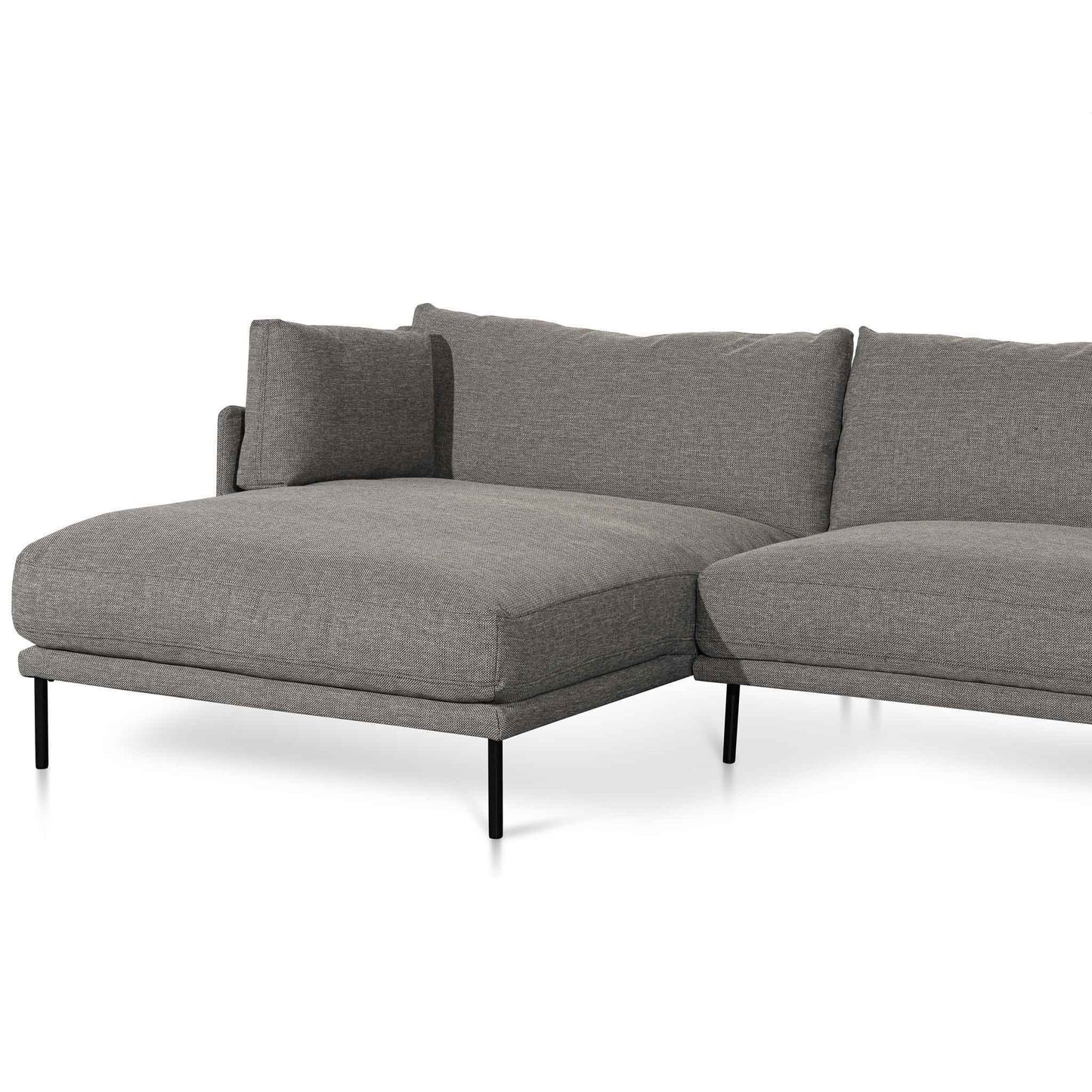 4 Seater Left Chaise Fabric Sofa - Graphite Grey