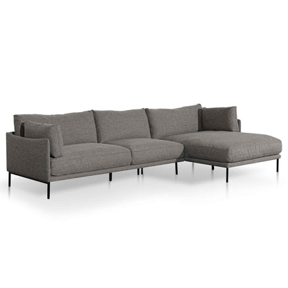 4 Seater Right Chaise Fabric Sofa - Graphite Grey