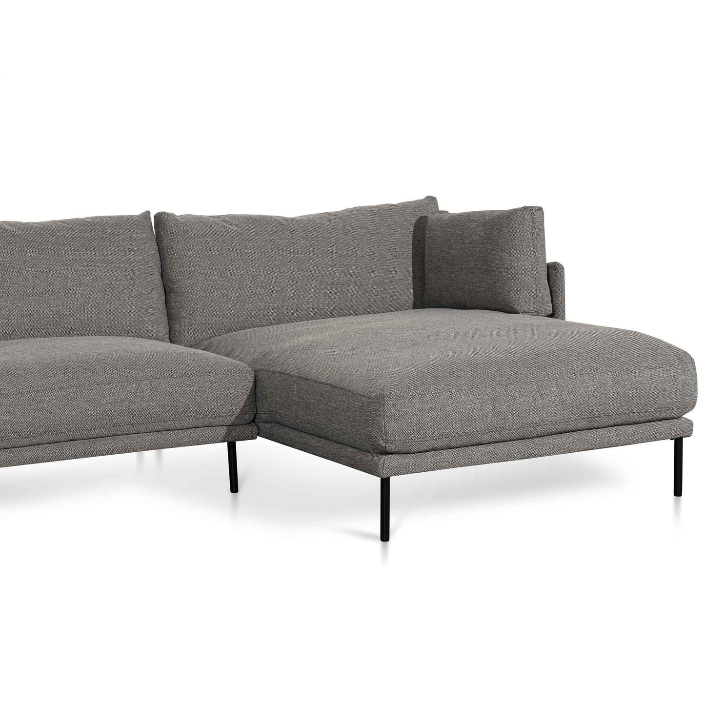 4 Seater Right Chaise Fabric Sofa - Graphite Grey