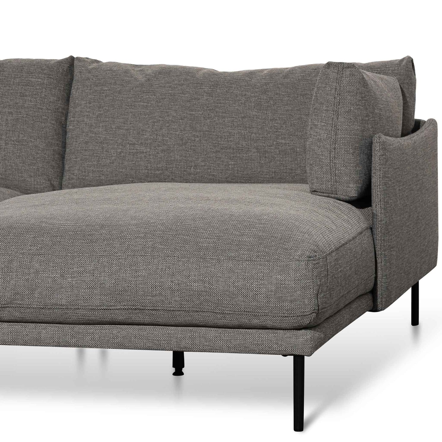 4 Seater Right Chaise Fabric Sofa - Graphite Grey