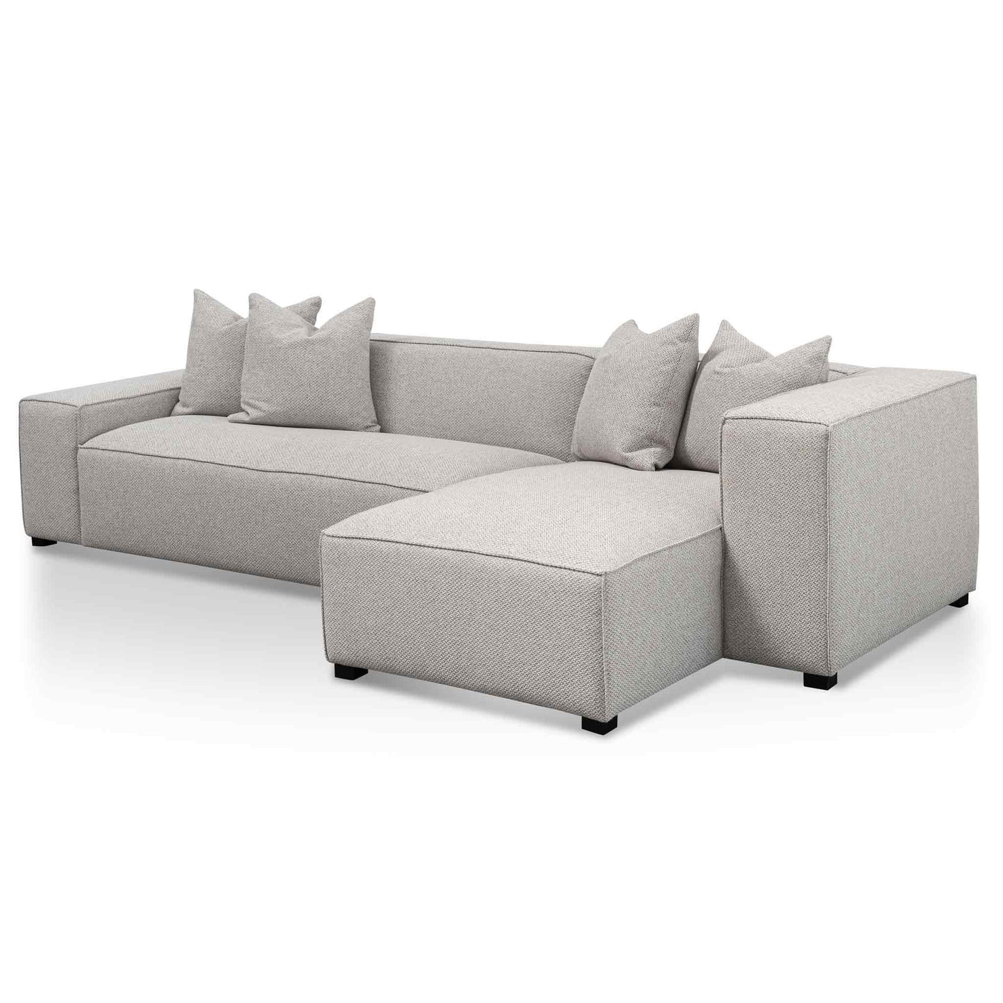 3 Seater Right Chaise Fabric Sofa - Sterling Sand