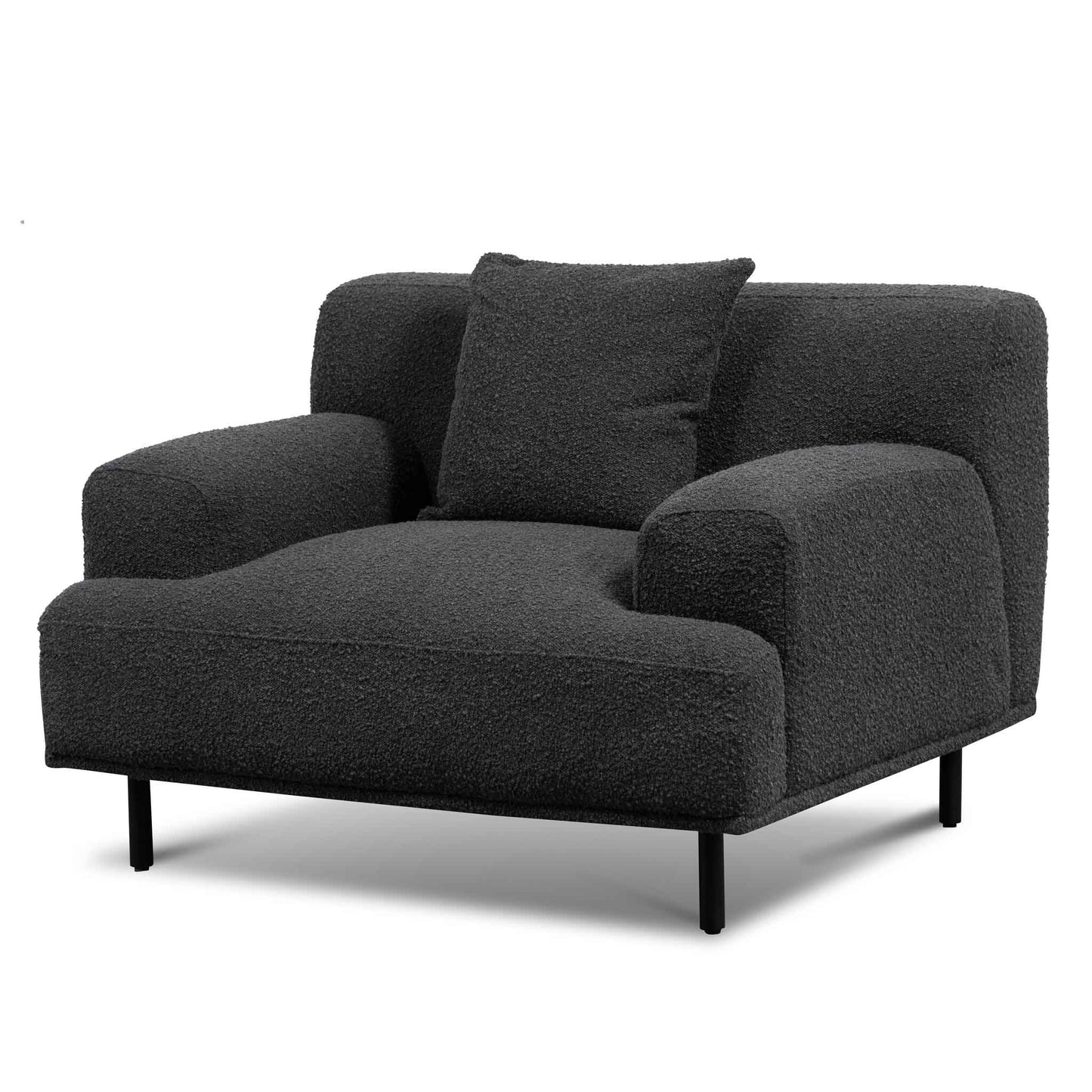 Armchair - Charcoal Boucle with Black Legs