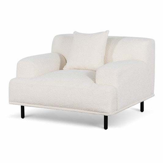 Armchair - Ivory White Boucle with Black Legs