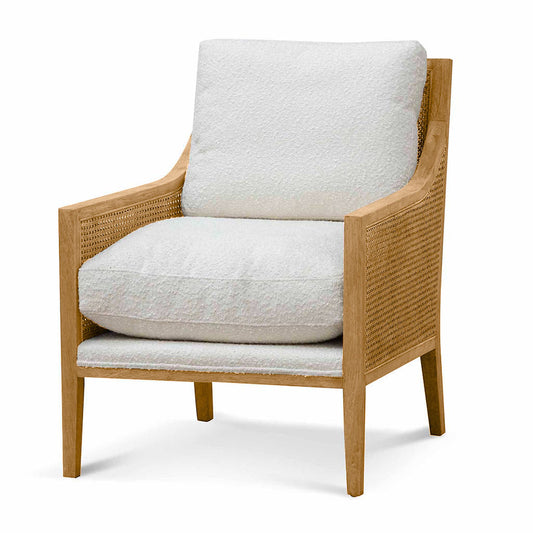 Rattan Arm Chair - Ivory White Boucle