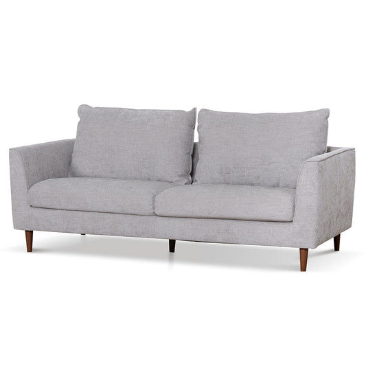 3 Seater Fabric Sofa - Oyster Beige with Walnut Leg