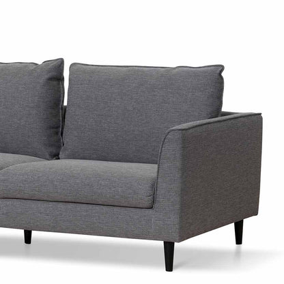 3 Seater Fabric Sofa - Graphite Grey with Black Leg