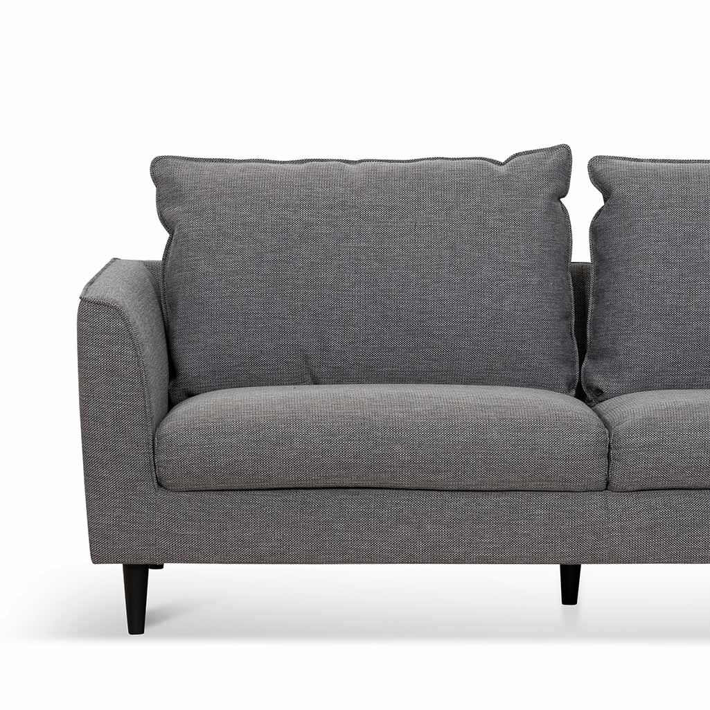 3 Seater Fabric Sofa - Graphite Grey with Black Leg