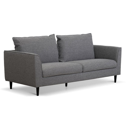 3 Seater Fabric Sofa - Graphite Grey with Black Leg