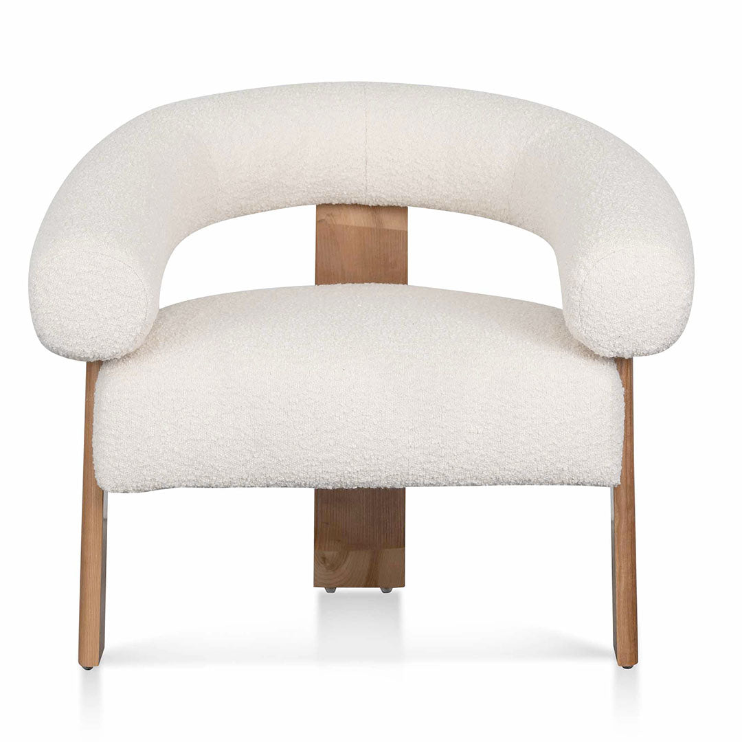 Ivory White Boucle Armchair - Natural Legs