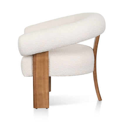 Ivory White Boucle Armchair - Natural Legs