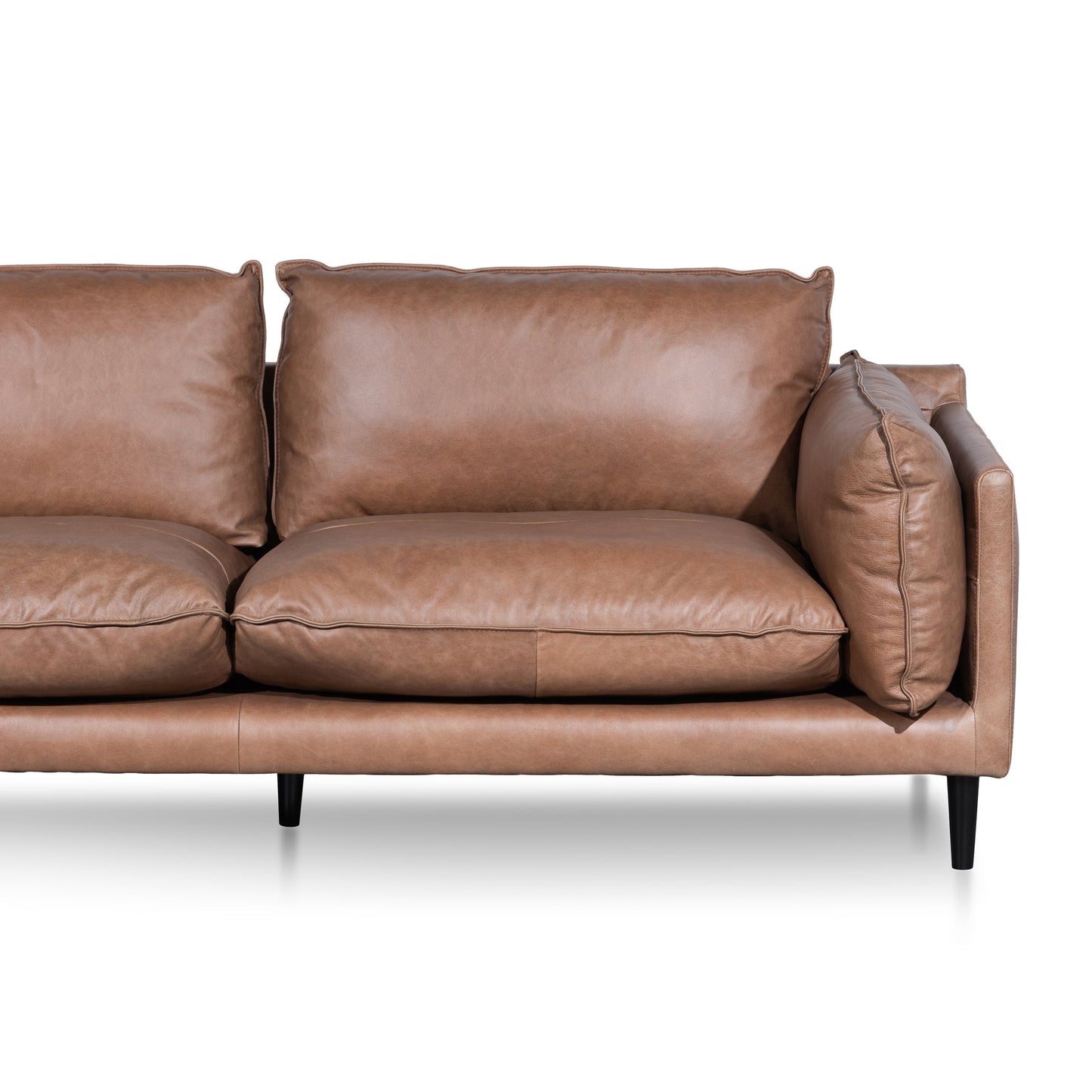 4 Seater Left Chaise Leather Sofa - Saddle Brown