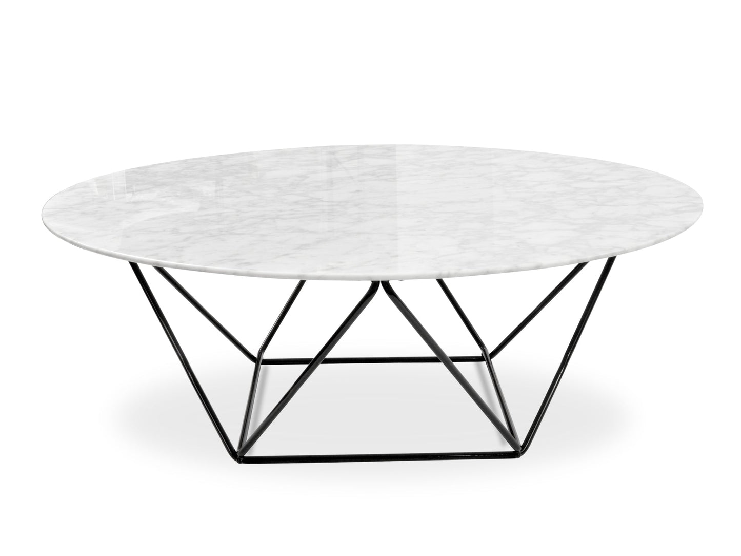 100cm Round Marble Coffee Table With Black Base